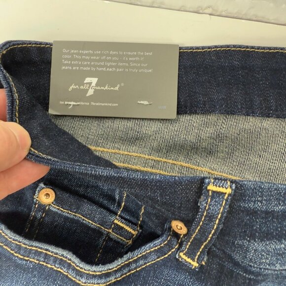 7 FOR ALL MANKIND NWT Western Flare Bootcut Whiskered Denim Dark Blue Jeans 32 - Picture 6 of 6